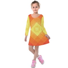 Pattern Retired Background Orange Kids  Long Sleeve Velvet Dress