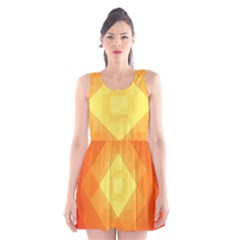 Pattern Retired Background Orange Scoop Neck Skater Dress by Nexatart