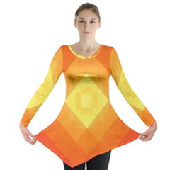 Pattern Retired Background Orange Long Sleeve Tunic  by Nexatart