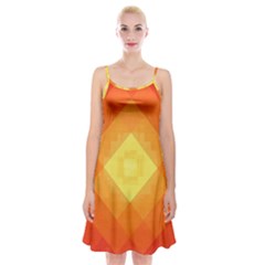 Pattern Retired Background Orange Spaghetti Strap Velvet Dress