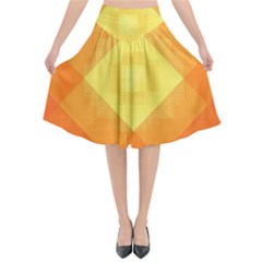 Pattern Retired Background Orange Flared Midi Skirt