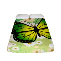 Green Butterfly Fitted Sheet (full/ Double Size) by linceazul