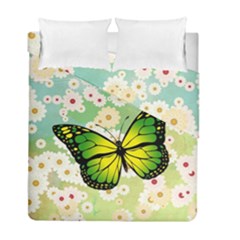 Green Butterfly Duvet Cover Double Side (full/ Double Size) by linceazul