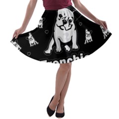 Frenchie A-line Skater Skirt by Valentinaart