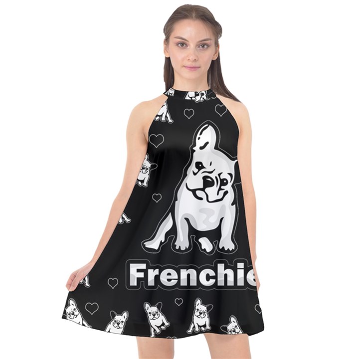 Frenchie Halter Neckline Chiffon Dress 