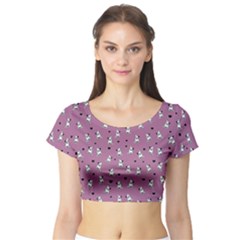 French Bulldog Short Sleeve Crop Top (tight Fit) by Valentinaart