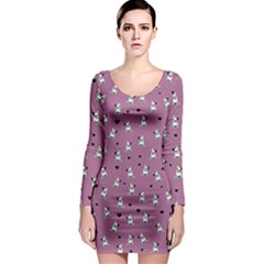 French Bulldog Long Sleeve Bodycon Dress by Valentinaart