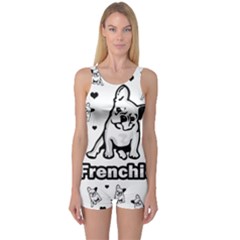 French Bulldog One Piece Boyleg Swimsuit by Valentinaart