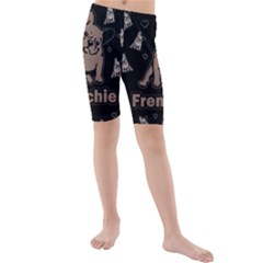 French Bulldog Kids  Mid Length Swim Shorts by Valentinaart