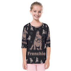 French Bulldog Kids  Quarter Sleeve Raglan Tee