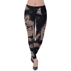 French Bulldog Velvet Leggings by Valentinaart