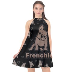 French Bulldog Halter Neckline Chiffon Dress 