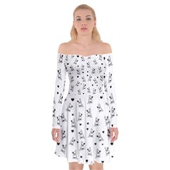 French Bulldog Off Shoulder Skater Dress