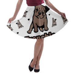 French Bulldog A-line Skater Skirt by Valentinaart