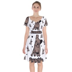 French Bulldog Short Sleeve Bardot Dress