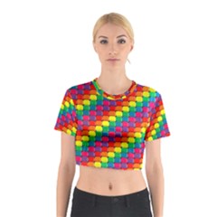 Colorful 3d Rectangles           Cotton Crop Top by LalyLauraFLM