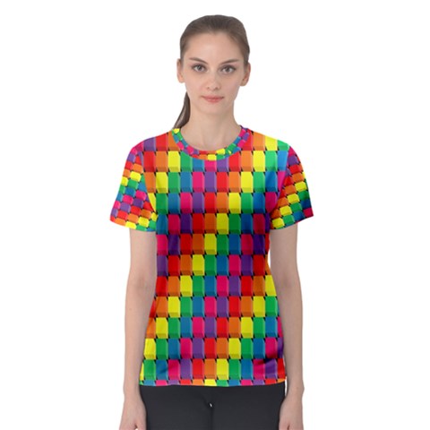 Colorful 3d Rectangles           Women s Sport Mesh Tee by LalyLauraFLM