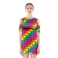 Colorful 3d Rectangles           Women s Cutout Shoulder Dress by LalyLauraFLM