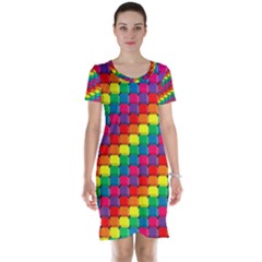 Colorful 3d Rectangles           Short Sleeve Nightdress by LalyLauraFLM