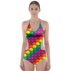 Colorful 3d Rectangles           Cut-out One Piece Swimsuit