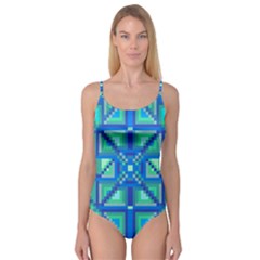 Grid Geometric Pattern Colorful Camisole Leotard  by Nexatart