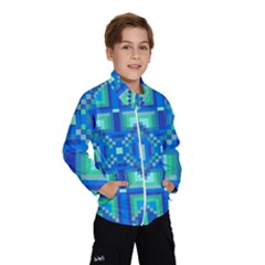 Grid Geometric Pattern Colorful Wind Breaker (kids) by Nexatart