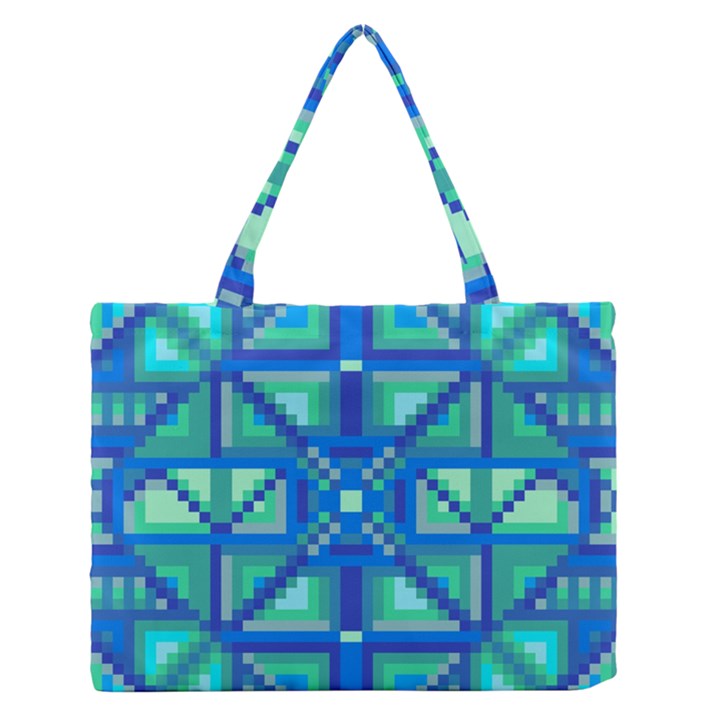 Grid Geometric Pattern Colorful Medium Zipper Tote Bag