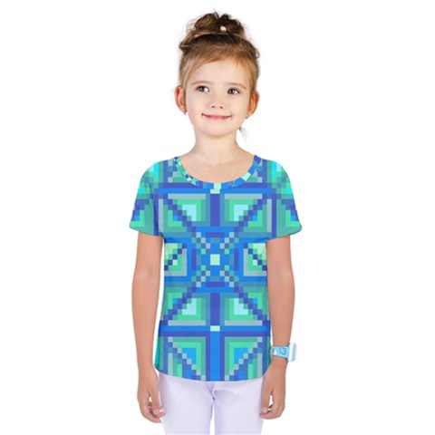 Grid Geometric Pattern Colorful Kids  One Piece Tee by Nexatart