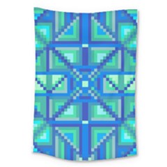 Grid Geometric Pattern Colorful Large Tapestry by Nexatart