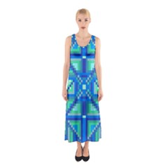 Grid Geometric Pattern Colorful Sleeveless Maxi Dress by Nexatart