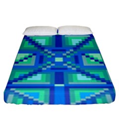 Grid Geometric Pattern Colorful Fitted Sheet (king Size) by Nexatart