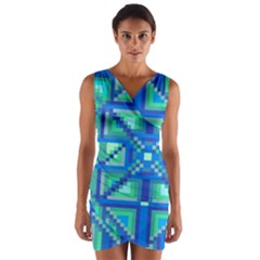 Grid Geometric Pattern Colorful Wrap Front Bodycon Dress by Nexatart