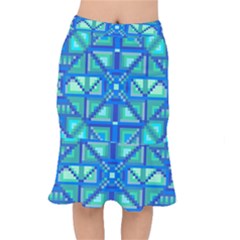 Grid Geometric Pattern Colorful Mermaid Skirt