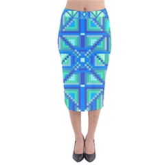 Grid Geometric Pattern Colorful Velvet Midi Pencil Skirt by Nexatart