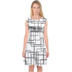 Structure Pattern Network Capsleeve Midi Dress by Nexatart