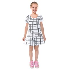 Structure Pattern Network Kids  Short Sleeve Velvet Dress by Nexatart