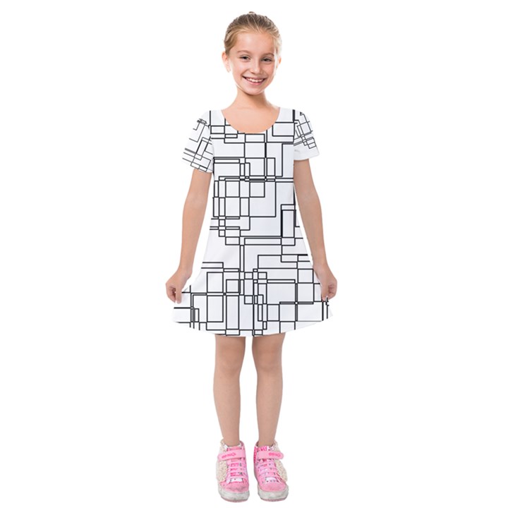 Structure Pattern Network Kids  Short Sleeve Velvet Dress