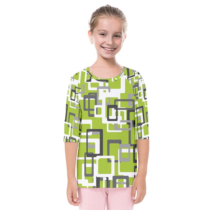 Pattern Abstract Form Four Corner Kids  Quarter Sleeve Raglan Tee