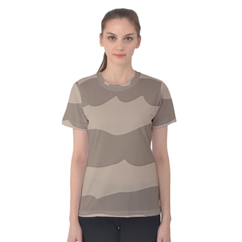 Pattern Wave Beige Brown Women s Cotton Tee by Nexatart