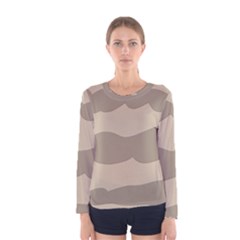 Pattern Wave Beige Brown Women s Long Sleeve Tee