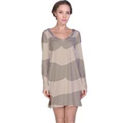 Pattern Wave Beige Brown Long Sleeve Nightdress by Nexatart