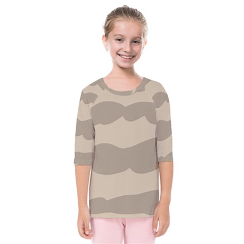 Pattern Wave Beige Brown Kids  Quarter Sleeve Raglan Tee by Nexatart