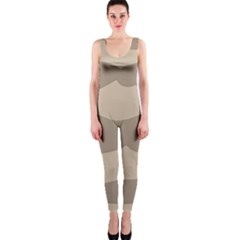 Pattern Wave Beige Brown Onepiece Catsuit by Nexatart