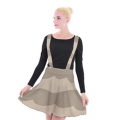 Pattern Wave Beige Brown Suspender Skater Skirt