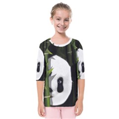 Panda Kids  Quarter Sleeve Raglan Tee