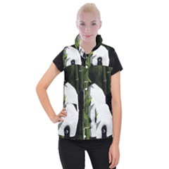 Panda Women s Button Up Puffer Vest by Valentinaart