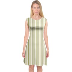 Pattern Background Green Lines Capsleeve Midi Dress by Nexatart