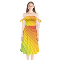 Abstract Pattern Lines Wave Shoulder Tie Bardot Midi Dress by Nexatart