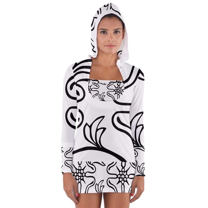 Decoration Pattern Design Flower Women s Long Sleeve Hooded T-shirt