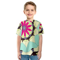 Pink Flower Kids  Sport Mesh Tee